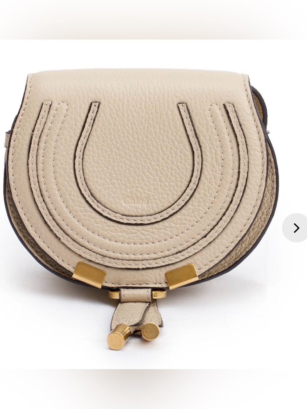 Chloe Marcie Nano Extra Small Leather Crossbody Bag with Gold in Root Beige - Picture 2 of 8